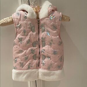Pink Puffer Vest with Unicorn Print